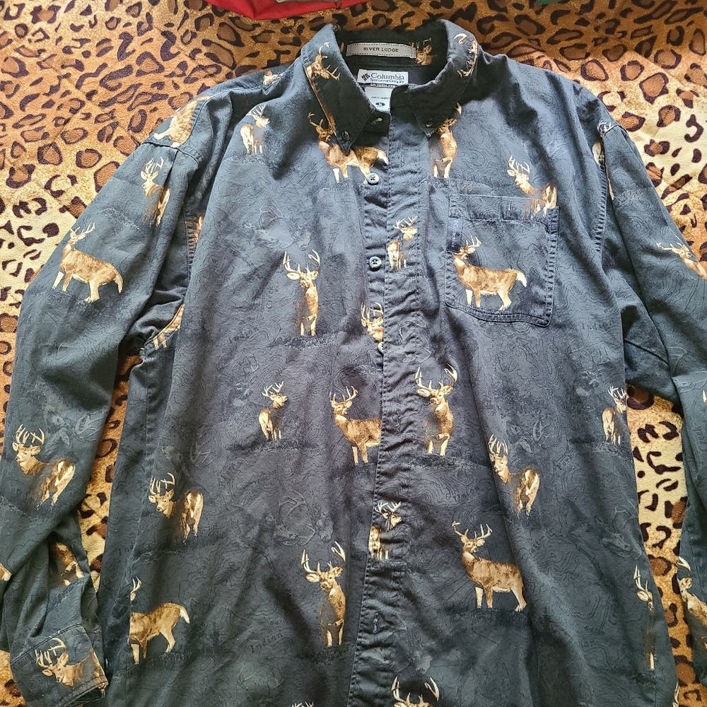 Columbia River Lodge Shirt Vintage Deer Hunting M